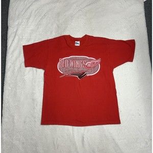 Vintage Detroit Red Wings 90's Pro Player Red Single Stitch T-Shirt Size Large
